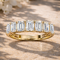 7-Stone Emerald Diamond Wedding Band (Yellow Gold)