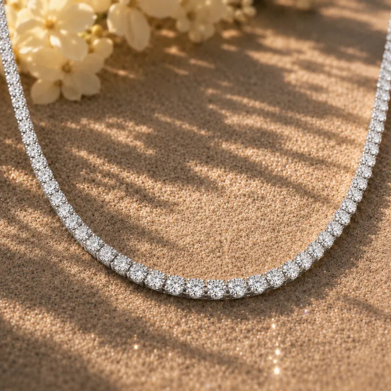 Tennis Diamond Necklace (White Gold)
