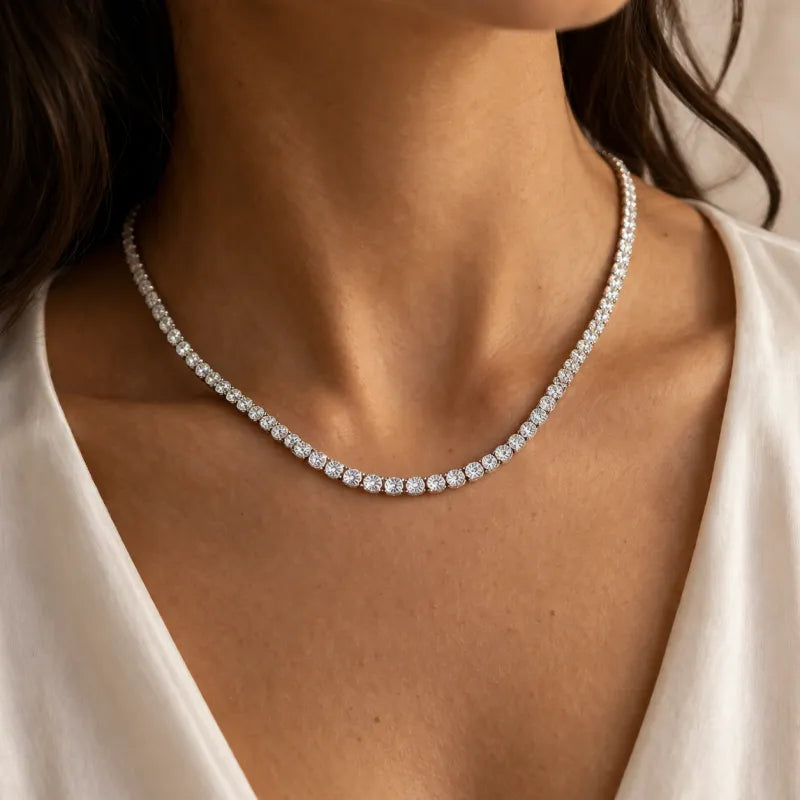 Tennis Diamond Necklace (White Gold)