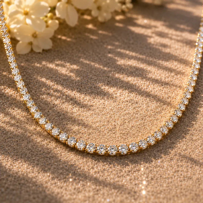 Tennis Diamond Necklace (Yellow Gold)