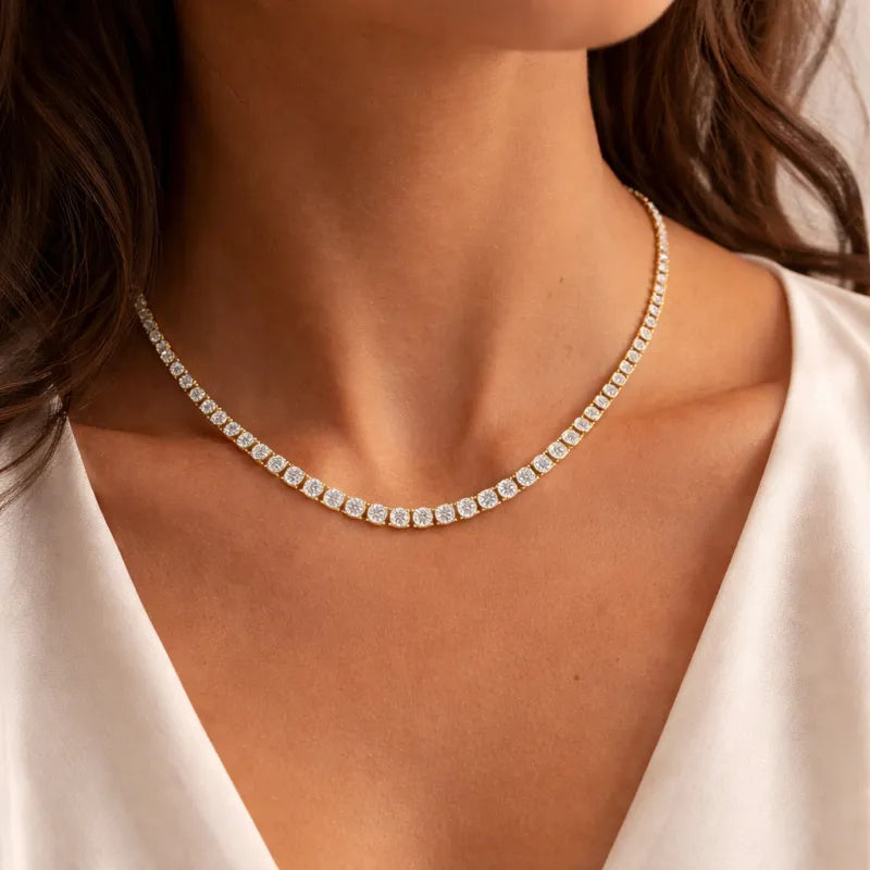 Tennis Diamond Necklace (Yellow Gold)