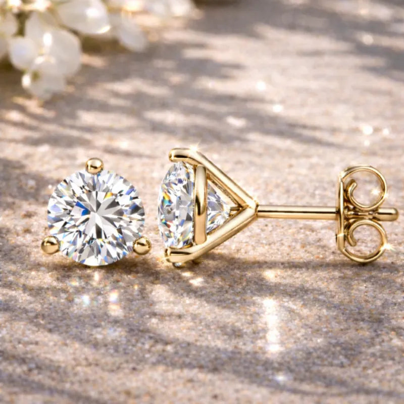 Martini Diamond Stud Earrings (Yellow Gold)