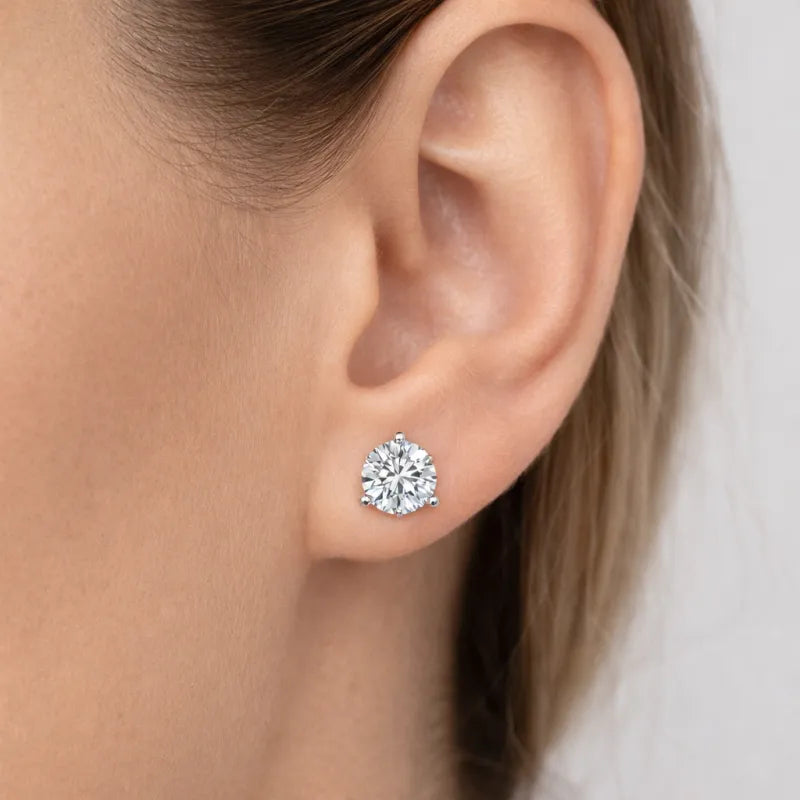 Martini Diamond Stud Earrings (White Gold)